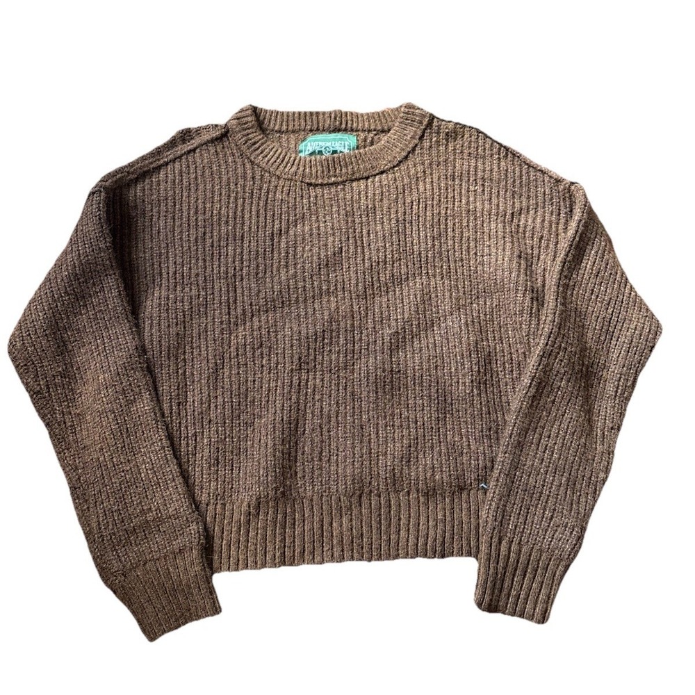 American Eagle Womens XS Knit Sweater Brown Recycled Polyester Blend